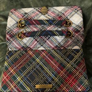 Kurt Geiger Red and Blue Shoulder Bag with Tartan Design